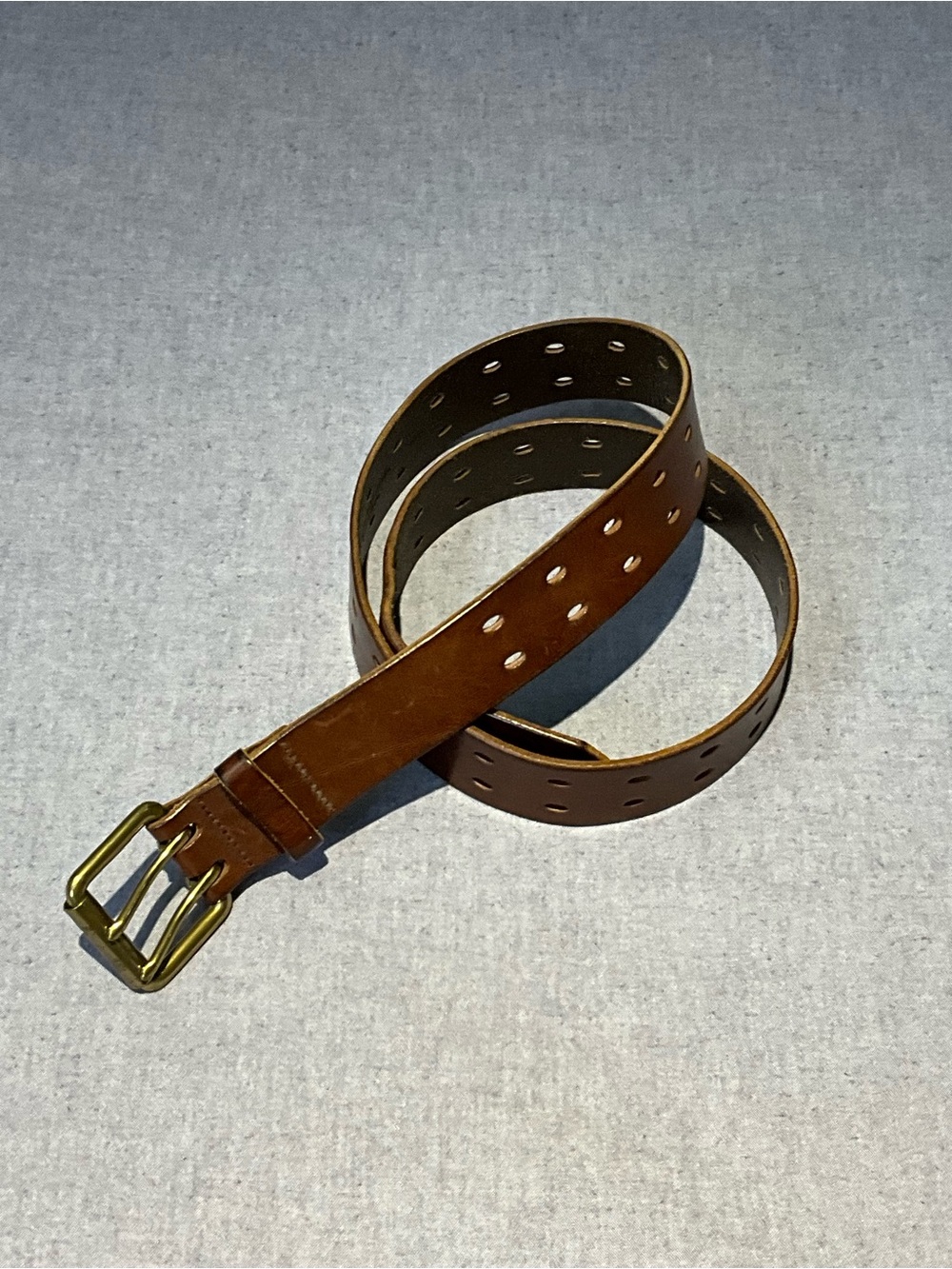 J Crew Men’s Brown Leather Belt with Brass Buckle